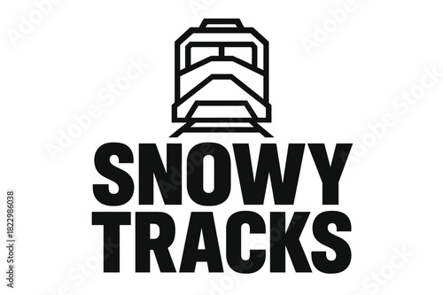 Snowy Train Tracks. Snowy Tracks ? Bold Block Lettering; thick uppercase letters with subtle inner shadow,