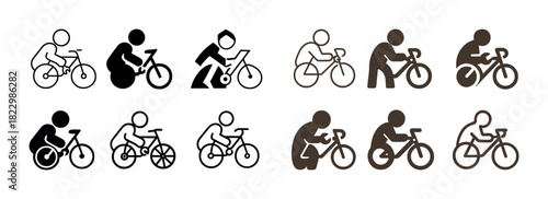 Collection of cycling icons featuring diverse styles and designs