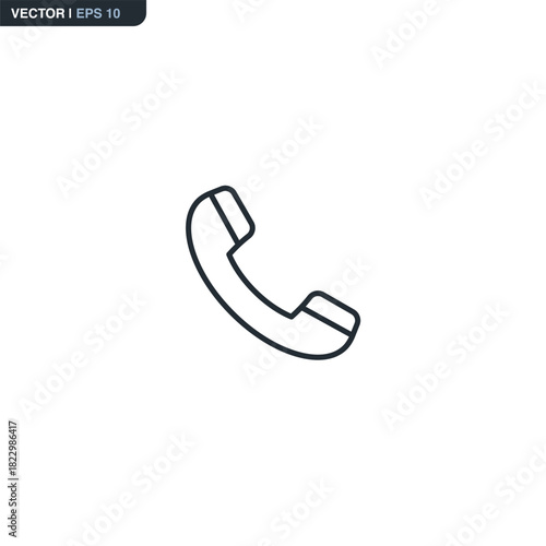 Handset, linear style sign for mobile concept and web design