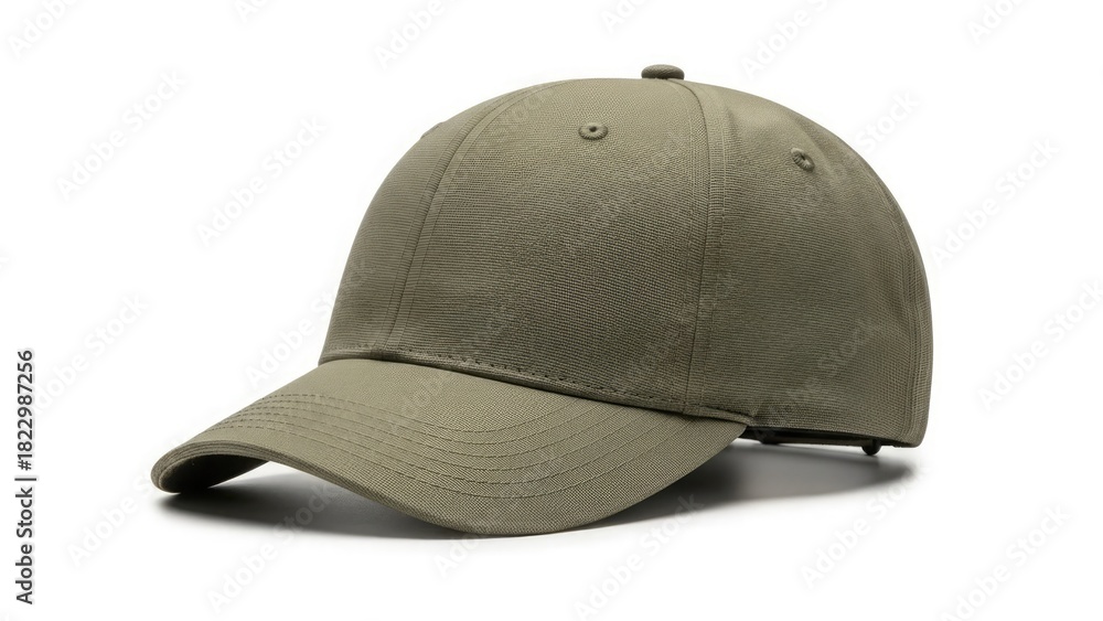 Fototapeta premium A close-up studio shot of a green baseball cap, isolated.