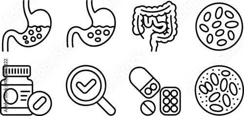 Gut Health and Microbiome Medical Icons