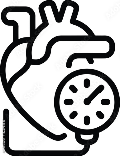 Heart with blood pressure monitoring equipment icon