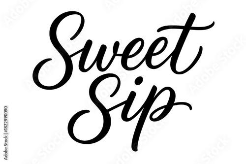 Sweet Sip Typography. Sweet Sip ? Script Hand-Lettering, fluid brush script with soft curves and long elegant