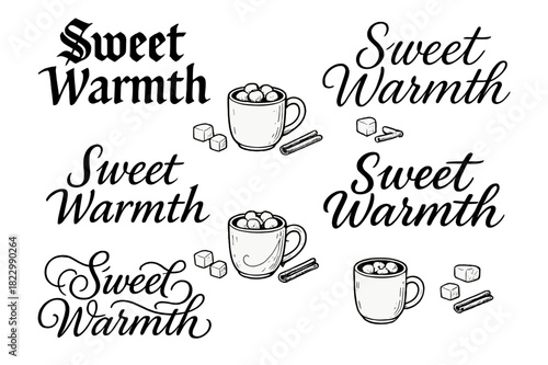 Sweet Warmth Calligraphy. Sweet Warmth. Create a calligraphy lettering illustration of the phrase: Sweet
