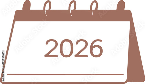 Future Year Calendar : The year 2026 is prominently displayed on a clean calendar. The image represents the concepts of time, planning, and future