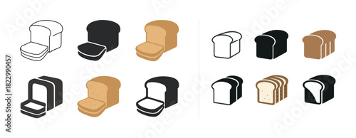 Creative bread icon set: chairs and loaves in various colors and styles