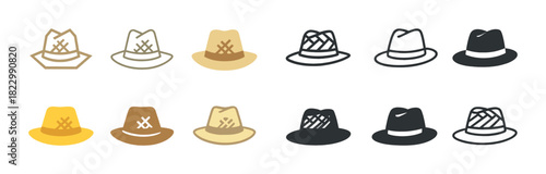 Variety of stylish hats in different colors and designs