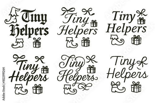 Tiny Helpers Calligraphy. Tiny Helpers. Create a calligraphy lettering illustration of the phrase: Tiny