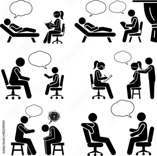Mental Health Counseling and Therapy Pictogram Collection