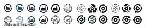 Industrial and eco-friendly symbol collection highlighting sustainability and manufacturing