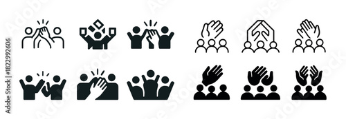Set of teamwork and collaboration icon designs showing unity and support