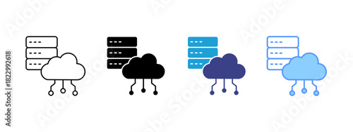 Cloud Computing icon set multiple style collection
