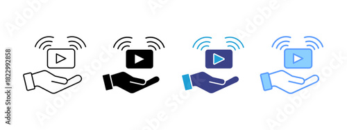 Streaming Services icon set multiple style collection