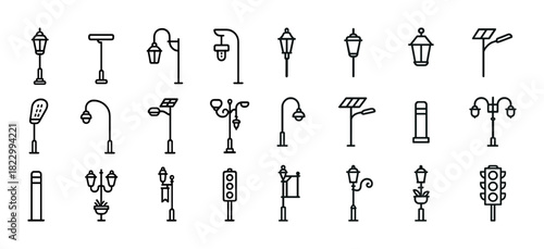 Collection of various street lamp designs and styles