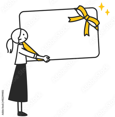 メッセージカードを持つ女性