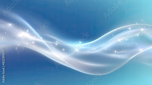 Wallpaper Mural Abstract wispy lines with glowing stars in serene blue and white colors, creating a calming and dreamy atmosphere for creative projects and backgrounds Torontodigital.ca