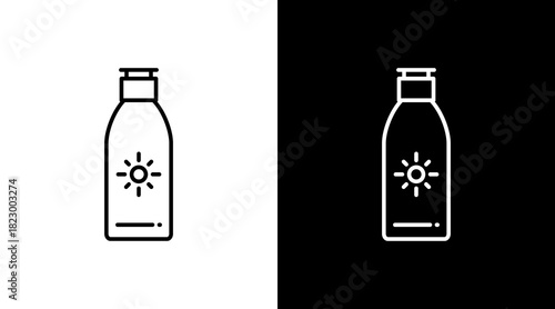 Sunscreen Lotion White Icon Set Design