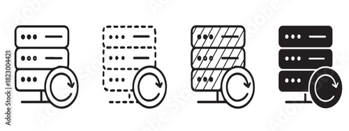 Four server icons with a circular arrow, representing data backup and recovery.