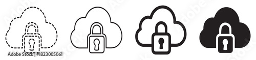 Cloud security icons showing different levels of protection.