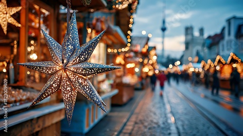 Twinkling Star: Enchanted German Christmas Market Evening Lights