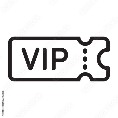 Simple line art icon of a VIP ticket for exclusive access