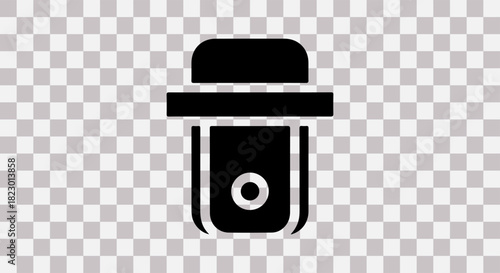 Black silhouette of a portable electric shaver on a transparent background