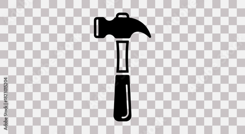 Black silhouette of a hammer on a transparent background