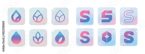 Modern gradient app icons with abstract shapes and soft colors