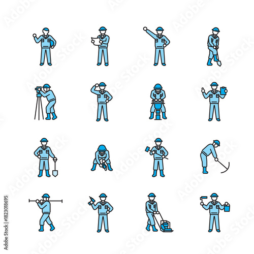 temp_03建設現場の作業員セット：作業、行動、危険な状況