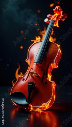 Wallpaper Mural Burning violin key on dark background, dramatic lighting, background, key Torontodigital.ca