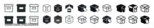 Minimalistic icon set of boxes and packaging designs