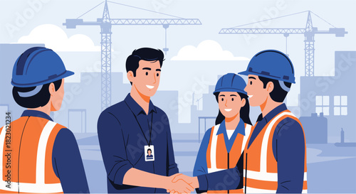 Construction Team Collaboration Successful Project Completion