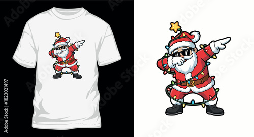 Santa claus dabbing with christmas lights vector illustration