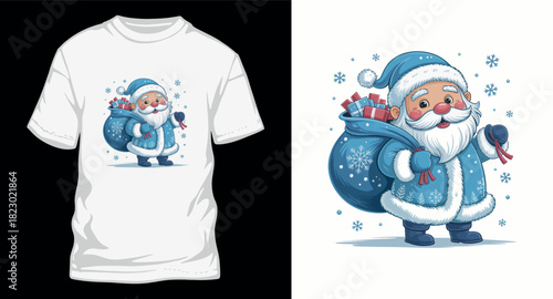 Santa claus with sack full of gifts illustration design
