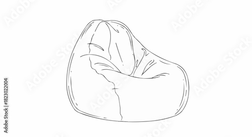 Hand drawn sketch of a classic soft seating beanbag.