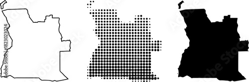 Angola map vector set outline halftone silhouette