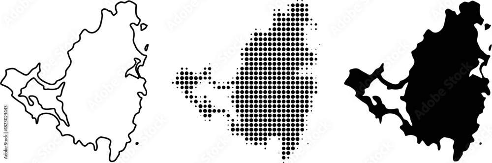 Obraz premium Sint Maarten Map Vector Set Halftone Silhouette Outline