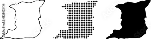 Trinidad Map Outline Halftone Silhouette Vector Set