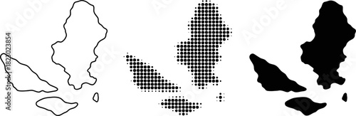 Wallis and Futuna map silhouette halftone and outline vector