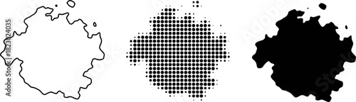 Northern Territory Australia Map Vector Set Halftone Outline Silhouette