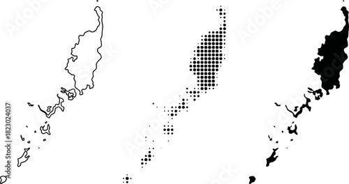 Palau Republic of Palau Map Collection Outline Halftone Silhouette