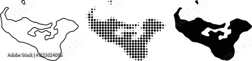 Tonga Map Halftone Outline and Solid Silhouette Vector