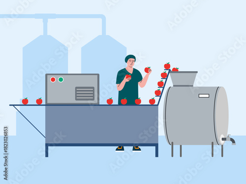 Food handling inspection techniques. Food industry vector illustration. Flat illustration concept.