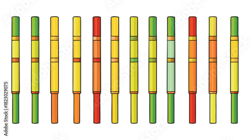 Arrangement of bamboo stalks of various colors perfect element for exotic themes or nature-related projects, offering natural charm vector illustration. 