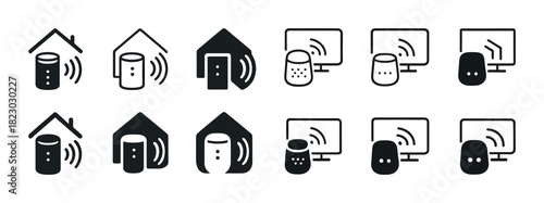 Smart home and wi-fi icons: devices and connectivity symbols