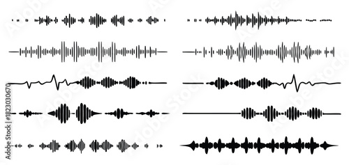 An assortment of delicate sound wave shapes on a clear glass background precisely characterizes only the allowed vector illustration. 