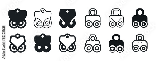 Minimalist black and white roller skate icons set