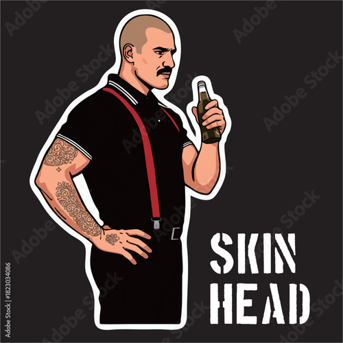 A vector illustration of Skinhead boys style 