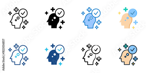 Positive attitude icon set multiple style collection vector illustration 
