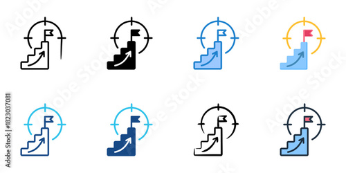 Goal orientation icon set multiple style collection vector illustration 
